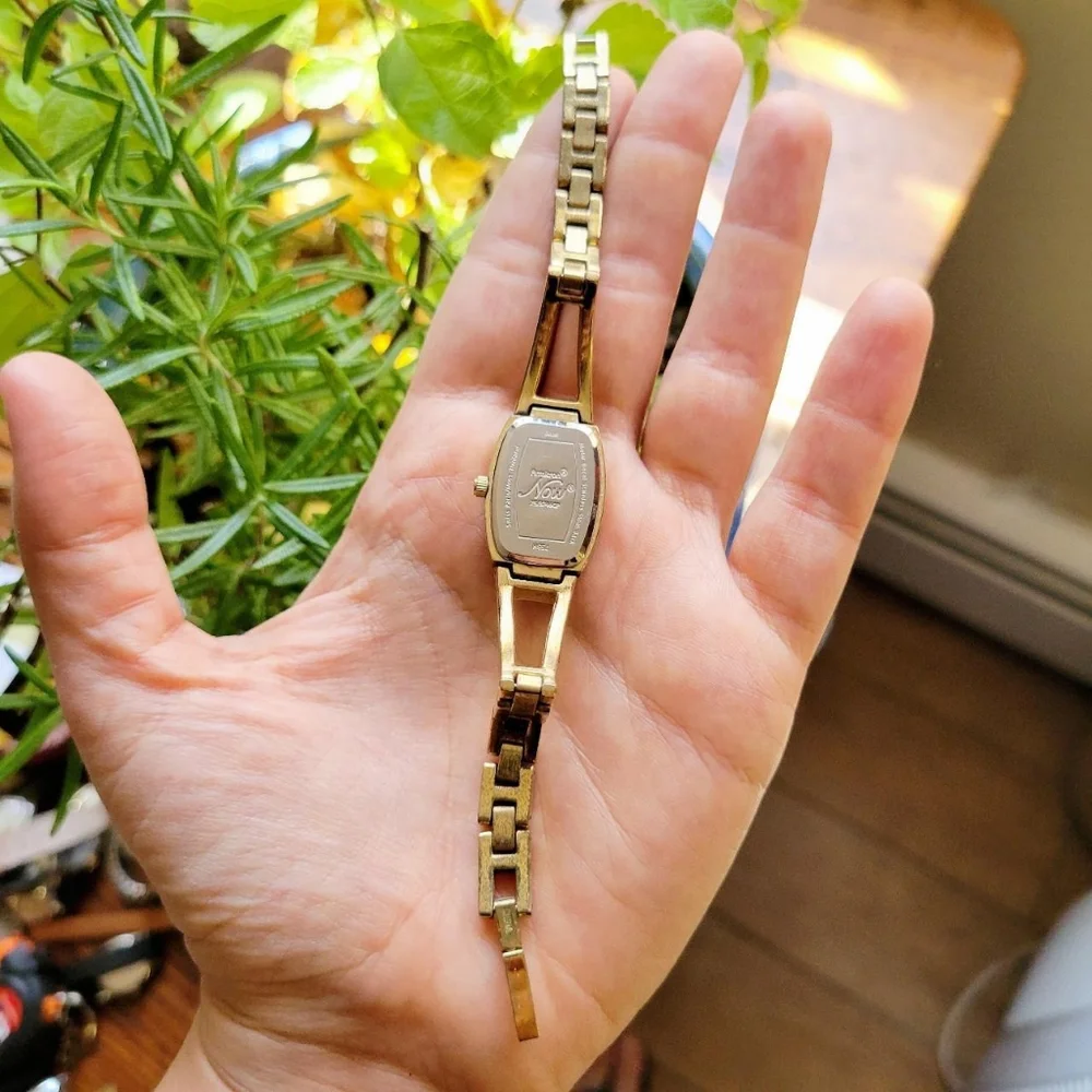 Classic Gold Armitron Genuine Diamond Now Tonneau Barrel Watch